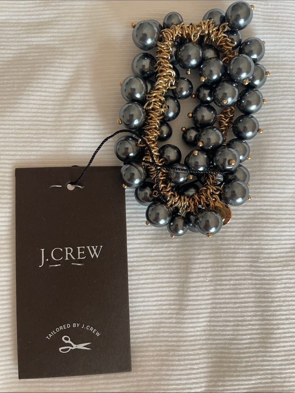 J. Crew Hematite Pearl Cluster Bracelet with Gold Chain